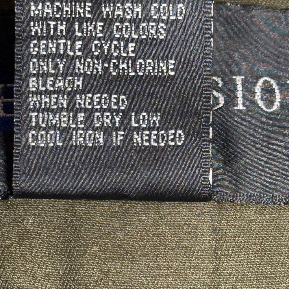 I.B. Diffusion Army Green Cotton Military Jacket Faux Leather Sleeves Grunge 4X - Picture 5 of 5